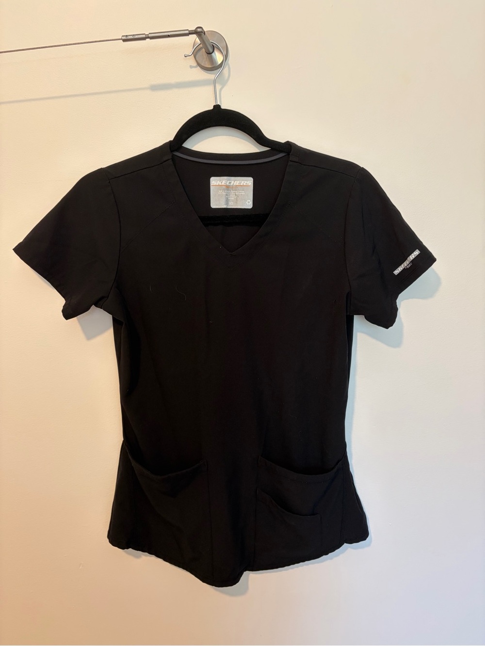 Skechers Black V-Neck Short Sleeve Scrub Top